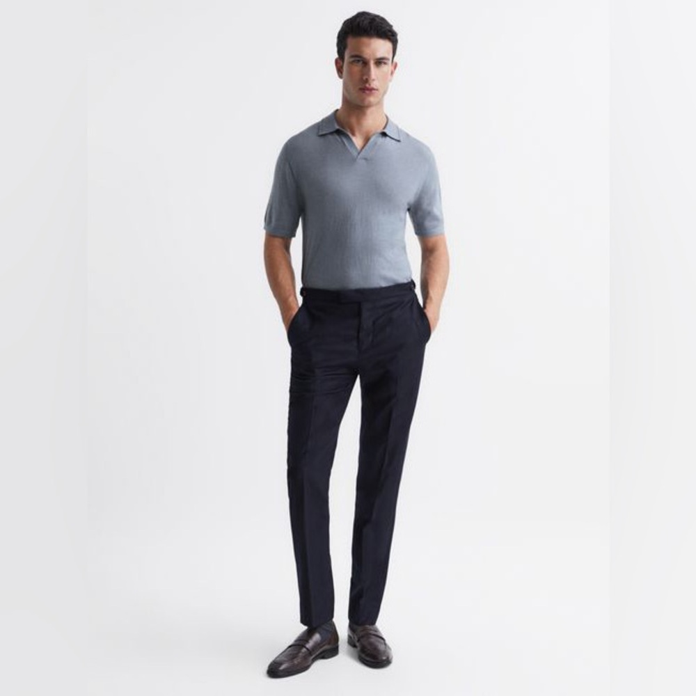 COPY - Reiss Merino Wool Polo in dusty blue